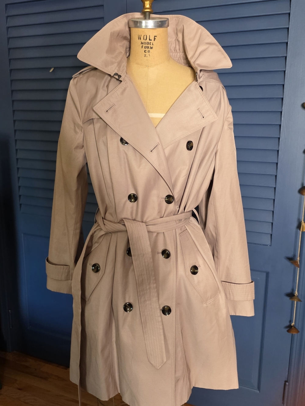 London Fog Double-Breasted Trench Coat in Taupe